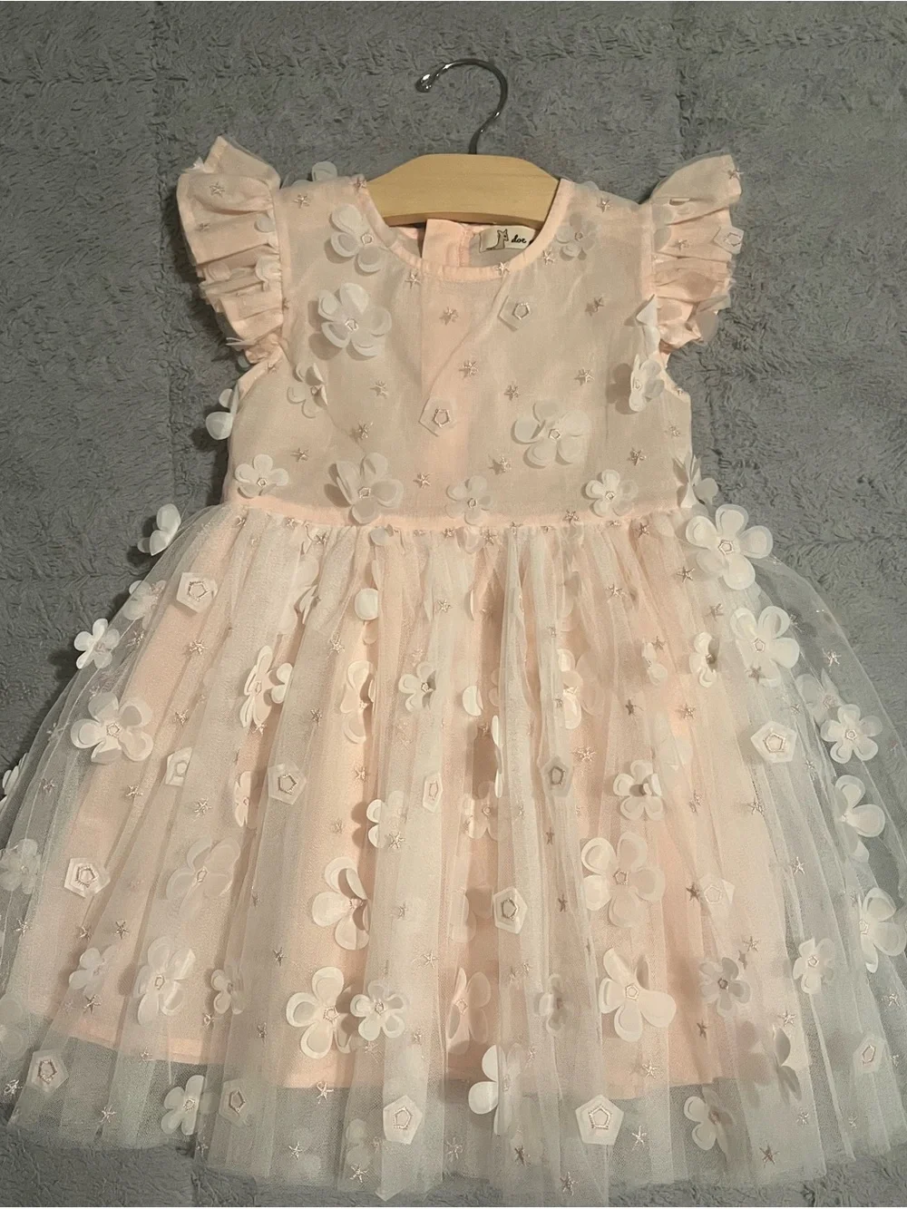 Girls Pink Floral Tulle Party Dress